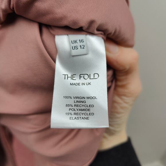 The Fold Evesham Dress Womens 12 Rose Pink‎ Wool Ruched Preppy Formal Preppy - Picture 8 of 10